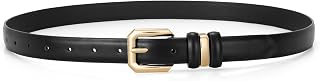 XZQTIVE Women Leather Belt for Jeans Pants Dresses Fashion Ladies Skinny Leather Belt with Silver Buckle
