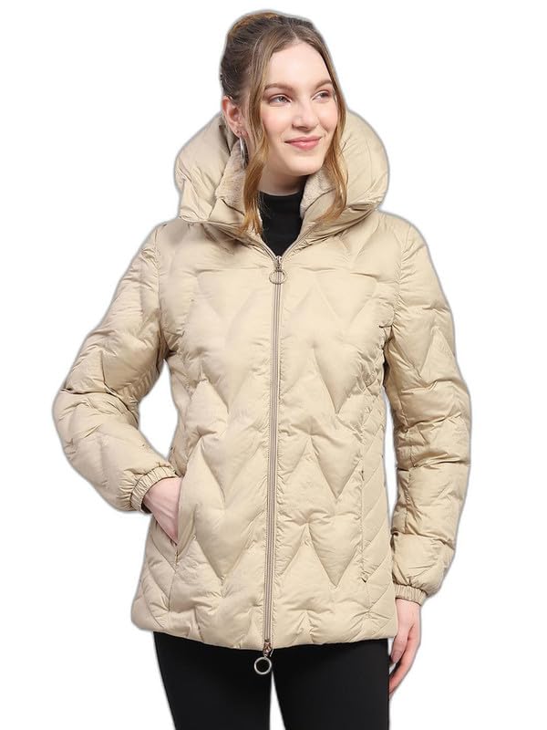 monte carlo Women's Regular Fit Jacket | Solid Pattern | Zip Closure with Full Sleeve Hooded Neck Winter Outerwear for Women-picture-35