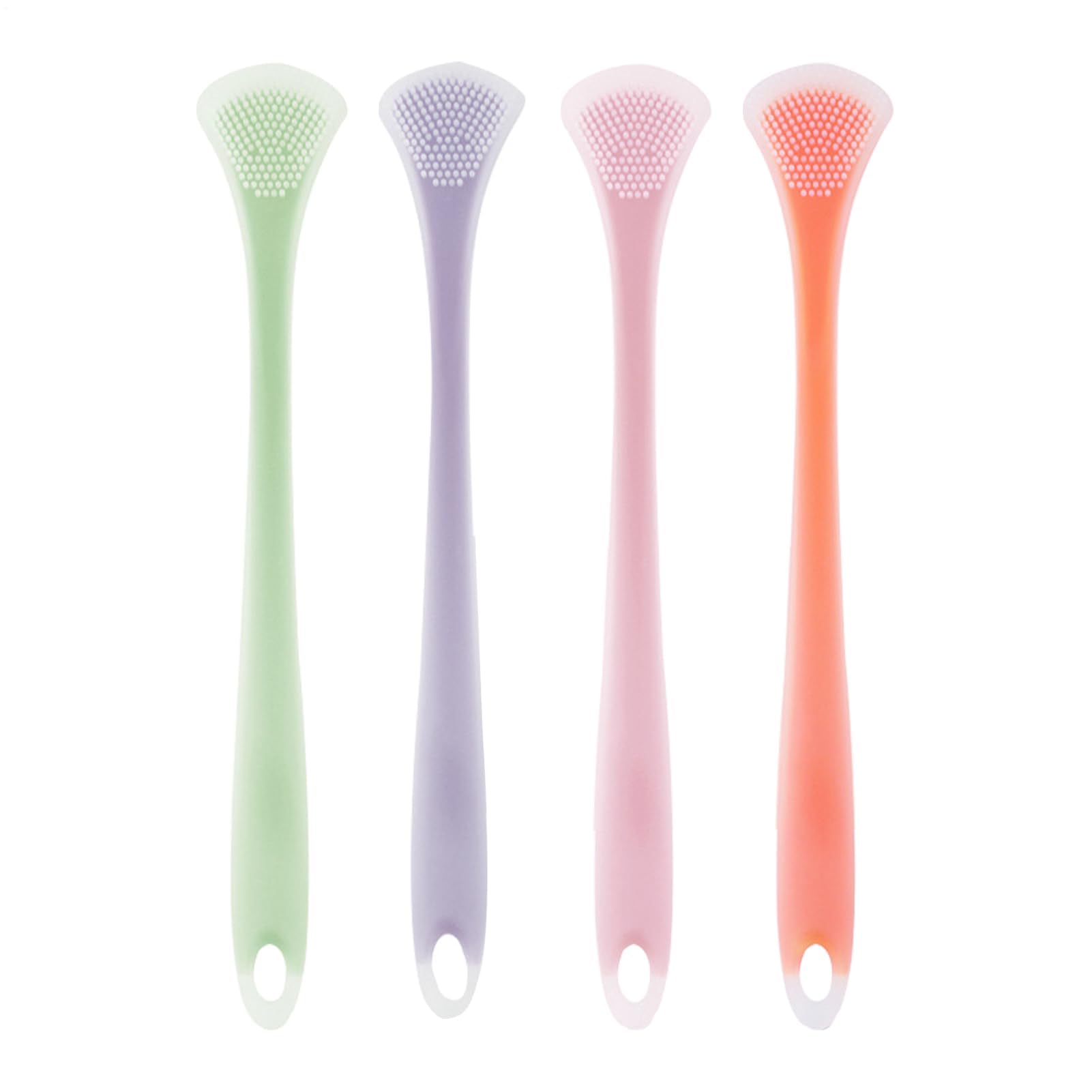 Set di raschietti per lingua, confezione da 4 spazzole per lingua, efficace rimozione affidabile, in morbido silicone per pulire la bocca e l'alito più fresco, strumenti per l'igiene delicata per