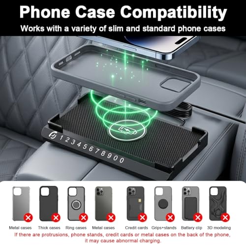 Image of STHIRA Wireless Charging Dock Car Pad with 1.5M Cable 15W Fast Wireless Phone Charger Cell Phone Flat Charging Mat Compatible with 12 /14 /15 /16 /17 Galaxy S21 /S22 /S23 /24