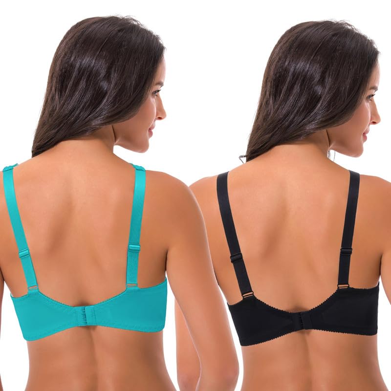 Image of Curve Muse Minimizer Unlined Underwire Bra with Lace Embroidery-2 Pack