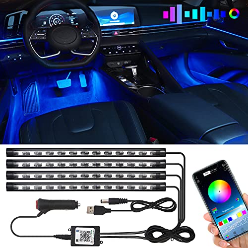 Bande LED Intérieur Auto avec APP, KEIUROT Éclairage Intérieur de Voiture Lumière de sous-éclairage de Voiture Améliorée Adhésif Fort Kits Musicale...