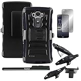 LG G Flex 2 cover, LUXCA (TM) LG G Flex 2 (2015) Case Xtreme Heavy Duty Hybrid Armor Dual Layer Rhino Kickstand Belt Holster Combo Rugged Case Tuff Verge Dynamic + Premium Screen Protector + Stylus Touch Screen Pen