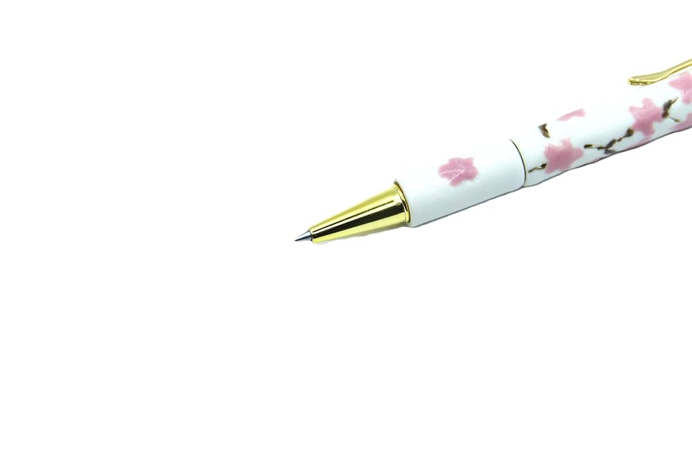 Amazon | Kiyoteru 日本製 工芸磁器 回転式ボールペン 桜柄 白色