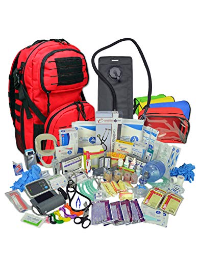 Best Cyber Deals 🔥 Lightning X Premium Stocked Tactical EMS/EMT Trauma First Aid Responder Medical Kit Backpack (Red w/Hydration Bladder)