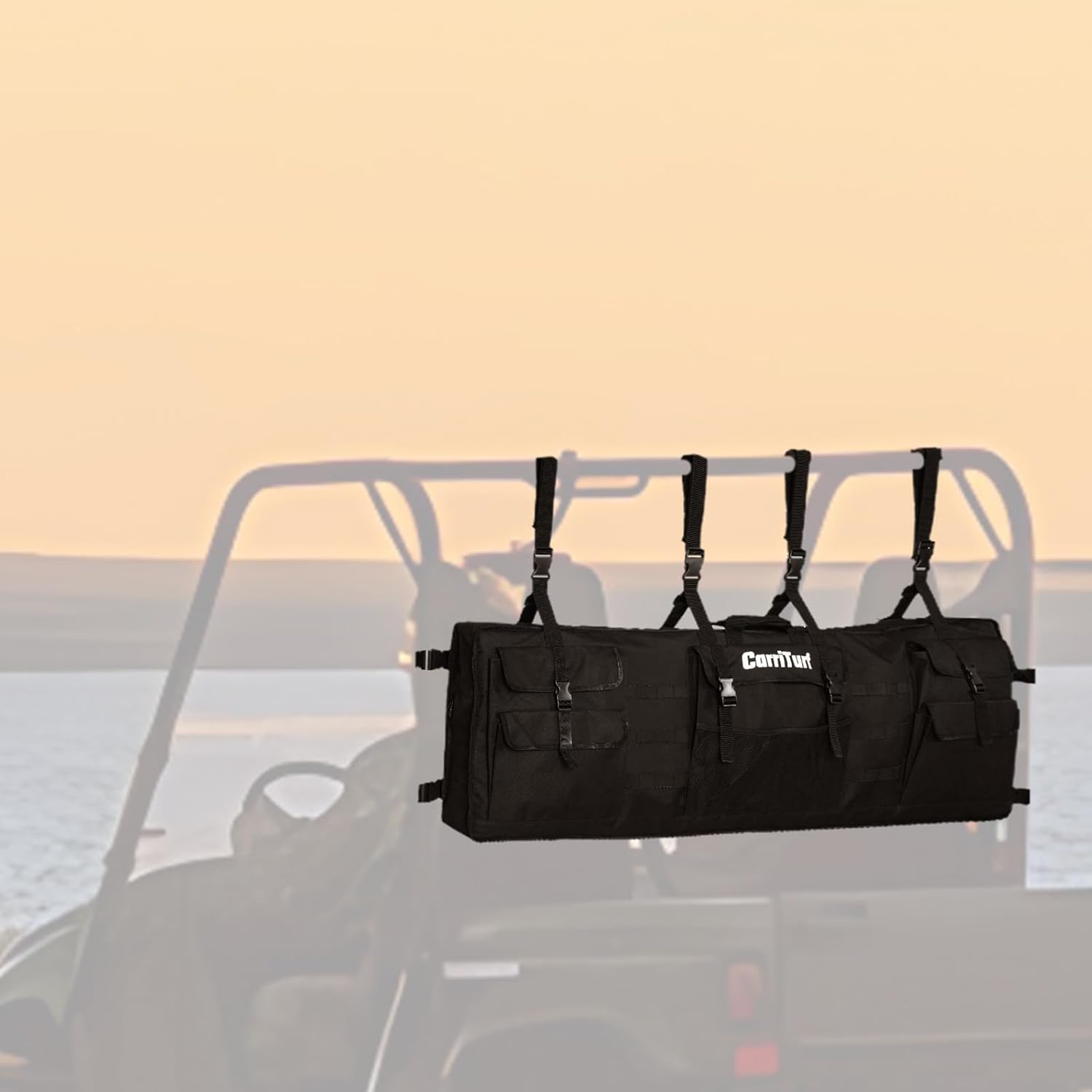 Double UTV Gun Bag Rack - Heavy Duty Waterproof Design for All-Weather Protection with Thick Foam Padding, Secure and Durable, Ideal for Outdoor Gear, Secure Storage on UTV