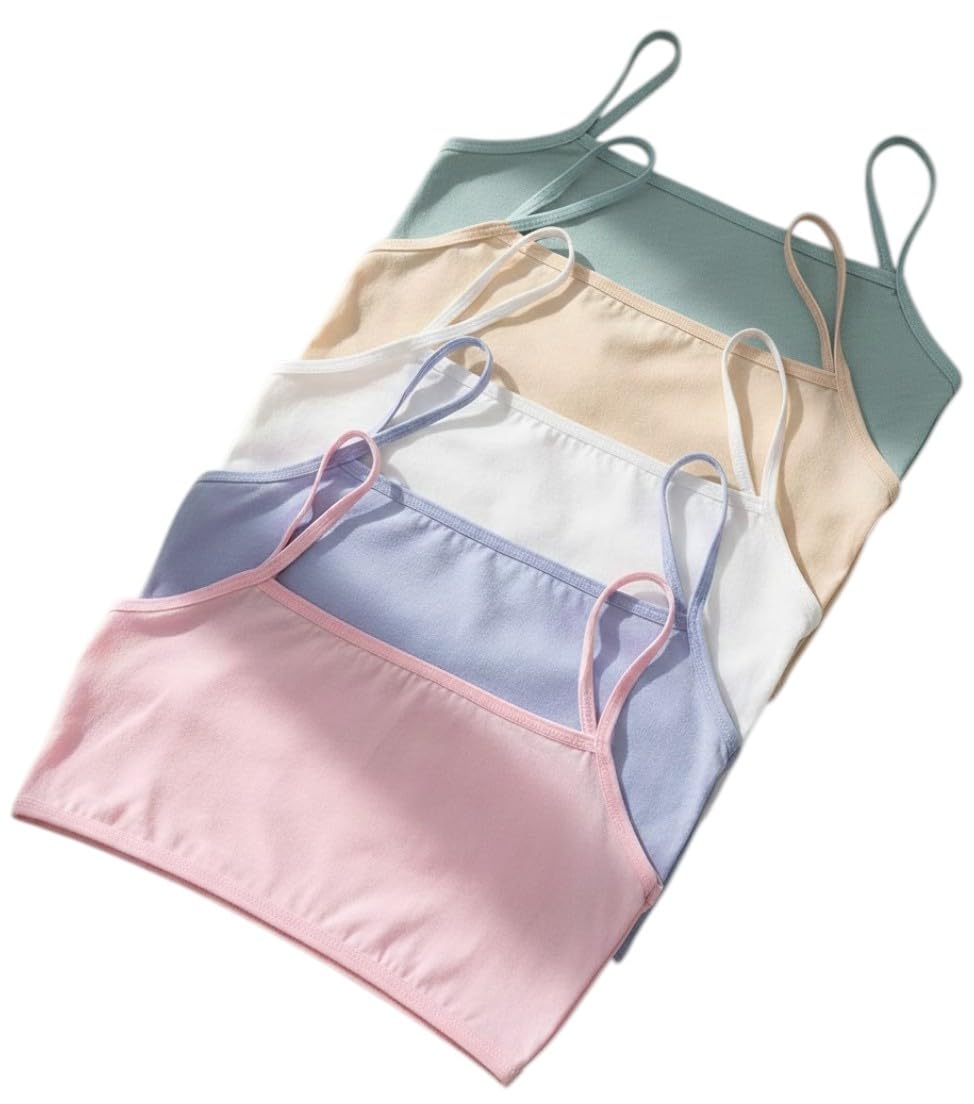 Beginner Training Bra for Girls | Cotton Slip Bra for Kids Girls | Soft Non-Padded, Non-Wired Innerwear | Multicolour Pack of 5 Training Bra 9 to 16 Years-picture-18