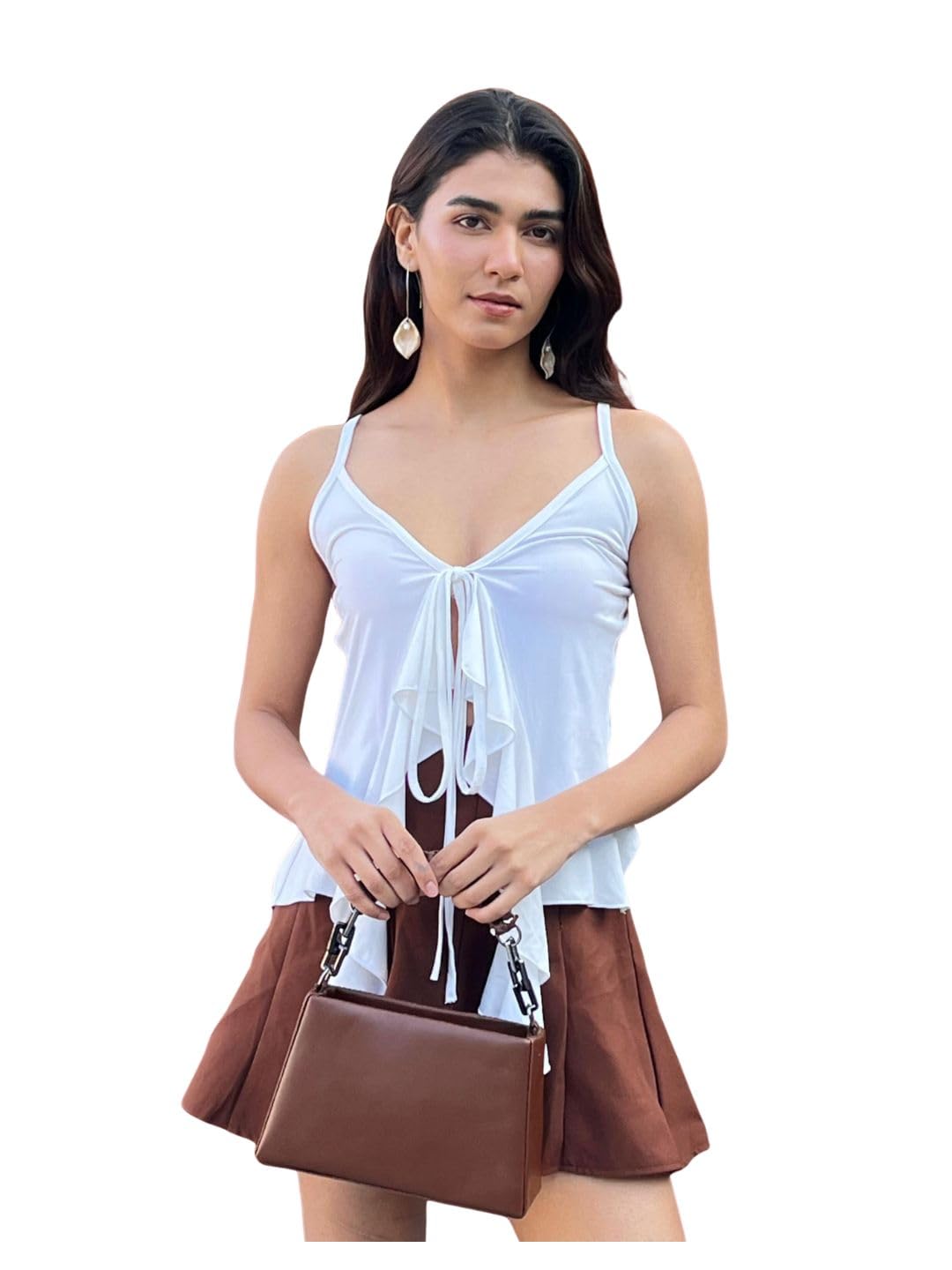 tandul Women's Solid White Top- Cotton Blend Western Style Sleeveless for Office, Casual, Festive & Party (12023)-picture-25
