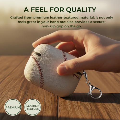 Image of for AirPods 4 Case Leather | One Piece Cute iPod AirPods 4th Generation Case | with Keychain | Airpods Case Gen 4 for Man Women-Model A3058 /A3059(Baseball-04)