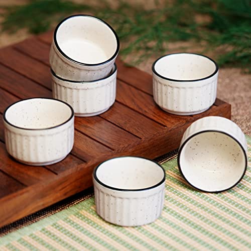 Image of Freakway Ceramic Dip Bowls (50 ml, Black, Set of 6) | Chutney Bowls | Ketchup Bowls|Chutney Bowls|Dip Bowls White Matte