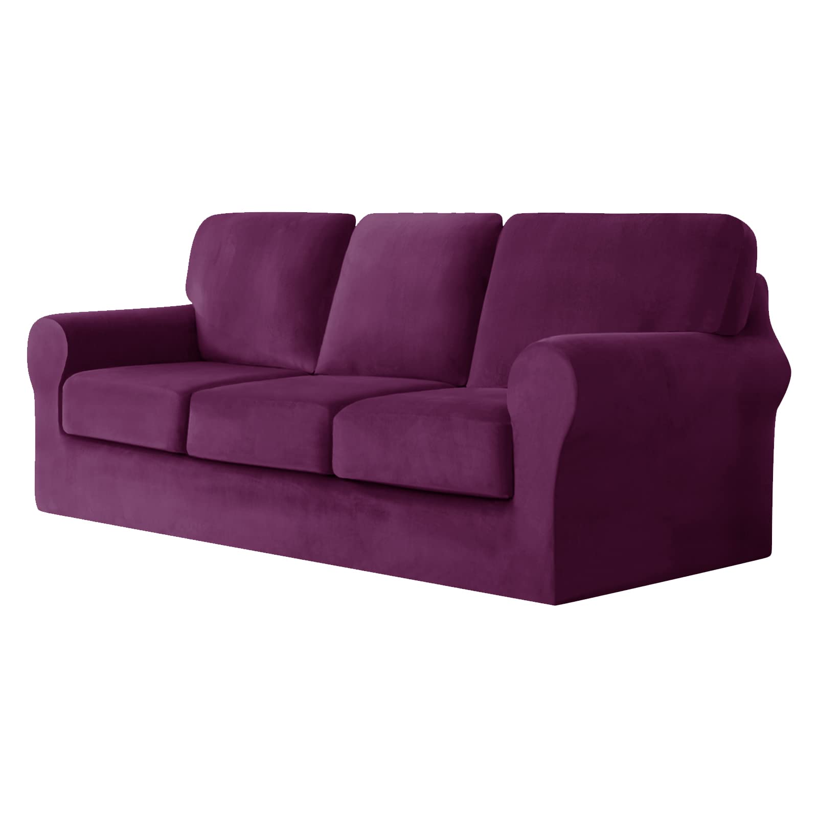 SYLC Sofa Cover with Separate Seat Cushions and Backrests Stretch Velvet Sofa Slipcover Couch Covers Furniture Protector Split Combined (Purple,Large 3-Seat Set 7 PCS) โ image 1