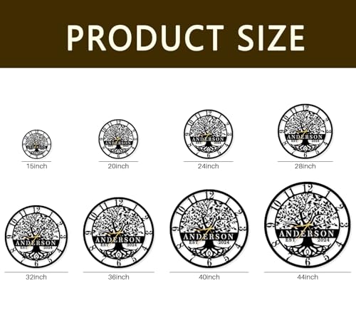 Reloj de pared metálico personalizado árbol de la vida 12" miniatura 5