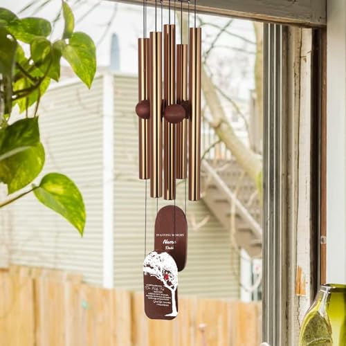 Image of ASTARIN Personalized Windchimes in Memory of a Loved One, Memorial Cardinal Wind Chimes for Loss Mother /Father /Son /Grandma, Deep Tone Wind Chime Outside Outdoor Patio Decoration