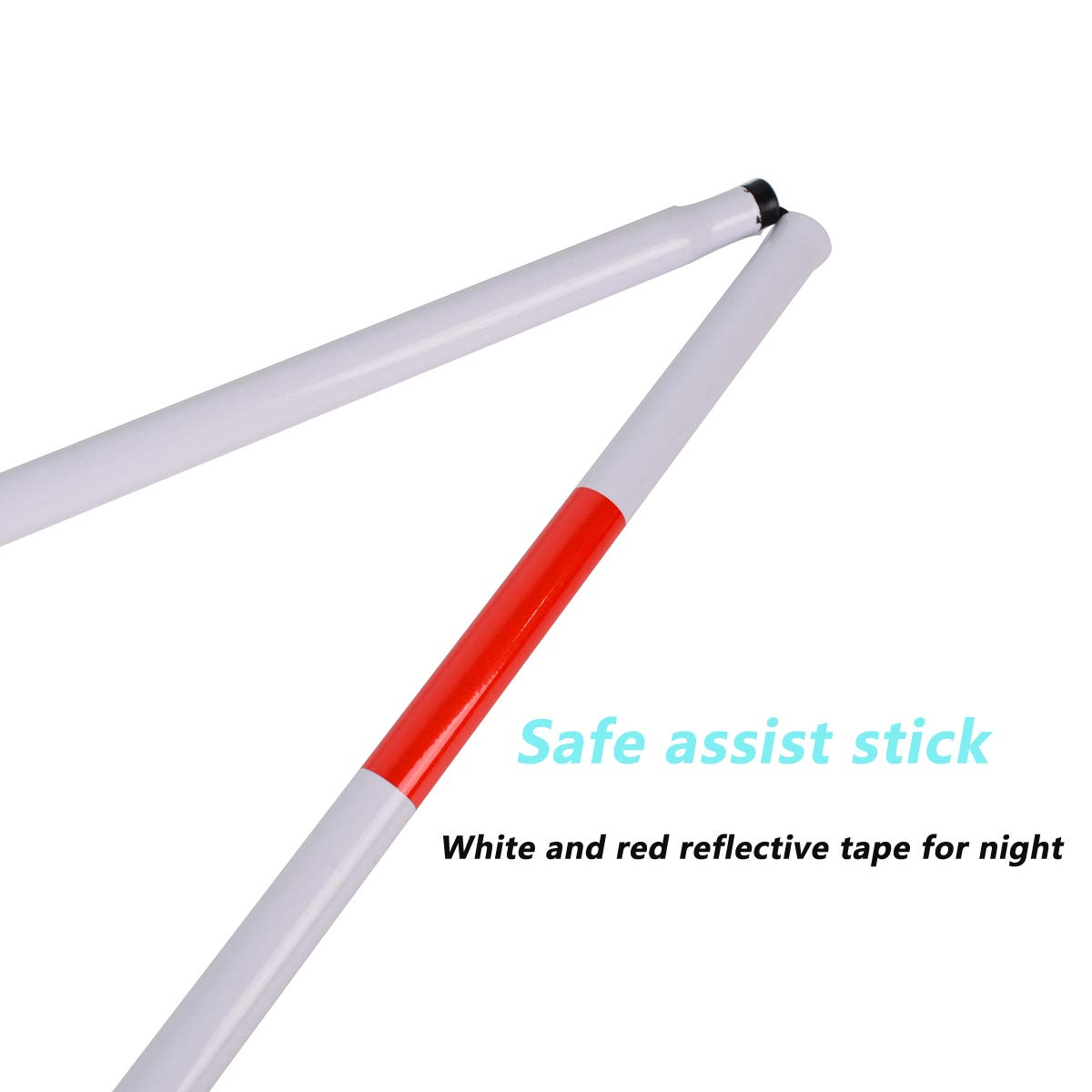 Bastón plegable de aluminio reflectante rojo, 48 pulgadas de largo