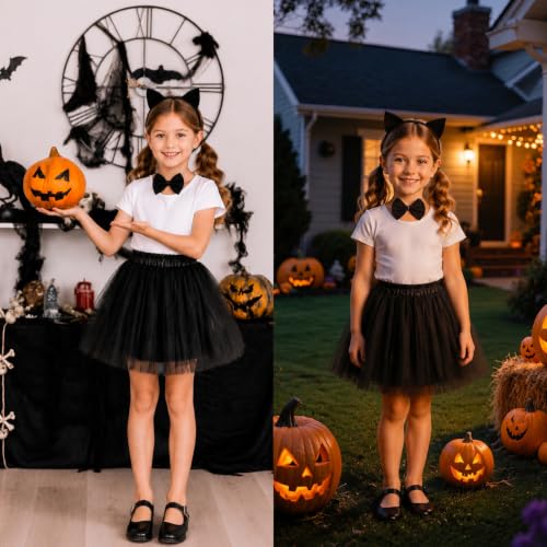 Lucky Merit 3Pcs Halloween Costumes for Girls Kids Headband, Bow Tie & Tutu - image 4
