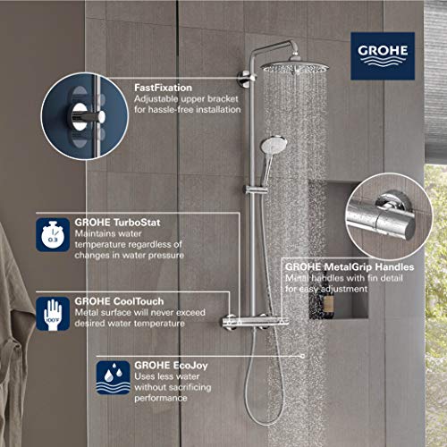 GROHE 26128002 Euphoria 260 Cooltouch Thermostatic Shower System, 1.75 GPM, Starlight Chrome by GROHE - Used condition - Image 3