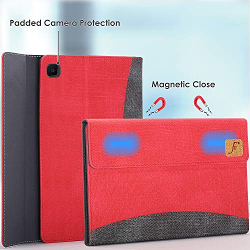 FOREFRONT CASES Coque pour Samsung Galaxy Tab A7 Lite 8.7 - Samsung Galaxy Tab A7 Lite Étui, Housse Con Porte-Documents - Rouge - Samsung Galaxy Tab A7 Lite 8.7 Pouces 2021 Étui, Housse