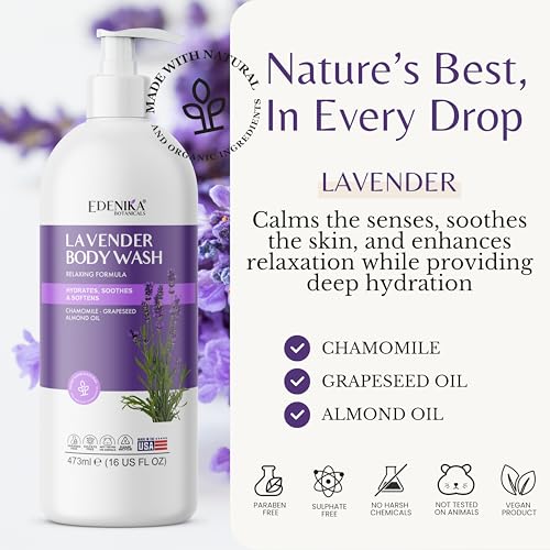 Lavender Relaxing Body Wash with Chamomile Oil & Vitamin E, Aromatherapy Bath, Stress Relief Shower, Natural Body Wash for All, Dry & Sensitive Skin, 16 fl oz (Pack of 2) - Image 5