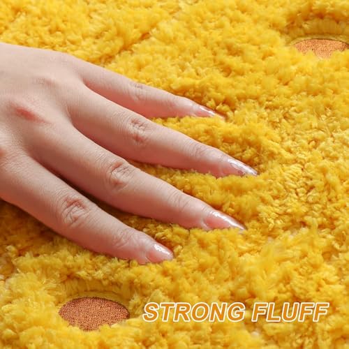 Image of Microfiber GAVI Super Soft Rectangular Bath Mat Anti Skid Cute Absorbent Kids Small Bath Mat Cartoon Fruit Bathroom Rug Non Slip Cute Floor Anti Slip Mat (60 x 40 Cm) (Lemon Yellow)