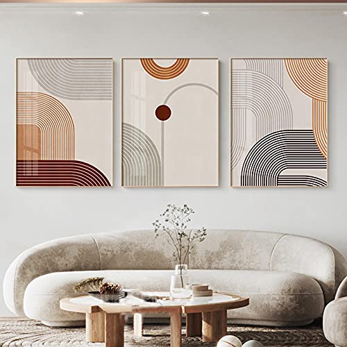 Peinture sur toile pour habiller un mur vide motif minimaliste abstrait moderne 50x70cm lot 3