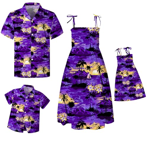 Image of SANGTREE Family Matching Hawaiian Outfits , Casual Beach Travel Clothes ,Vacation Clothing Set for Women & Men & Girls & Boys