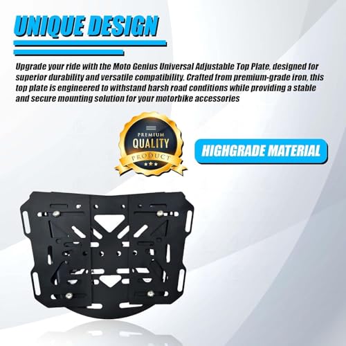 Image of Universal Bike Luggage Rack Top Base Plate | Adjustable Heavy-Duty Metal Mount | Fits All Motorcycles & Scooters | Easy Installation | Rear Carrier for Top Box & Bags