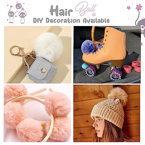 Image of 26Pcs Faux Fur Pom Poms for Hats 3.2 Inch Fluffy Pom Poms with Elastic Loop