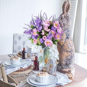 HUAESIN Artificial Flowers Silk Rose Peony Bouqets Purple Faux Flowers Indoor Spring Silk Floral Arrangements for Home Table Centerpieces Wedding Outdoor Decorations HUAESIN Artificial Flowers Silk Rose Peony Bouqets Purple Faux Flowers Indoor Spring Silk Floral Arrangements for Home Table Centerpieces Wedding Outdoor Decorations