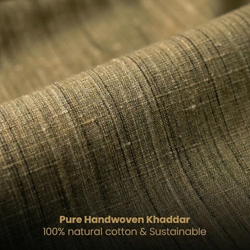 Image of Unstitched Cotton Fabric for Men and Women - Light Weight Trending Self Pattern Khadi Cotton Fabric Material (3 Meter, Light Green)
