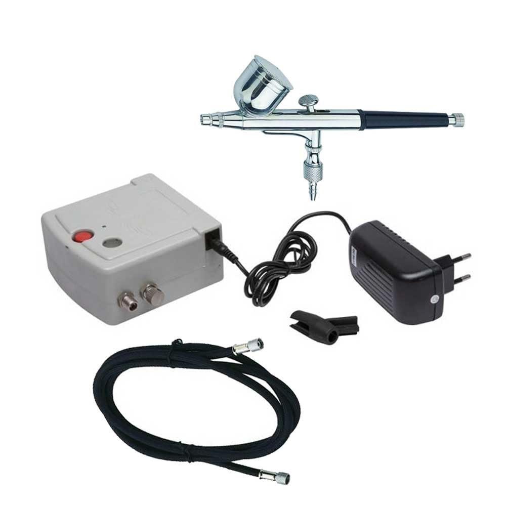 Outletdelocio. Kit de aerografia con compresor, aerografo de doble accion y manguera de conexion