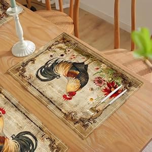 Farmhouseroosterplacematssetof6farmchickentablematscountryflowersplacematsimitationlinenheatresistantplacematsforvintagediningdecorationkitchenpartyrestaurants12x18 Urban Country Home Decor Farmhouse rooster placemats set of 6 farm chicken table mats country flowers place mats imitation linen heat resistant placemats for vintage dining decoration kitchen party restaurants 12×18 urban country home decor