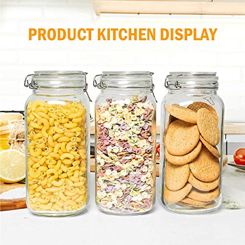 Image of GINOYA BROTHERS - 1500 Ml Transparent Square Glass Jar Set With Transparent Air Tight Lid For Kitchen Storage (2)