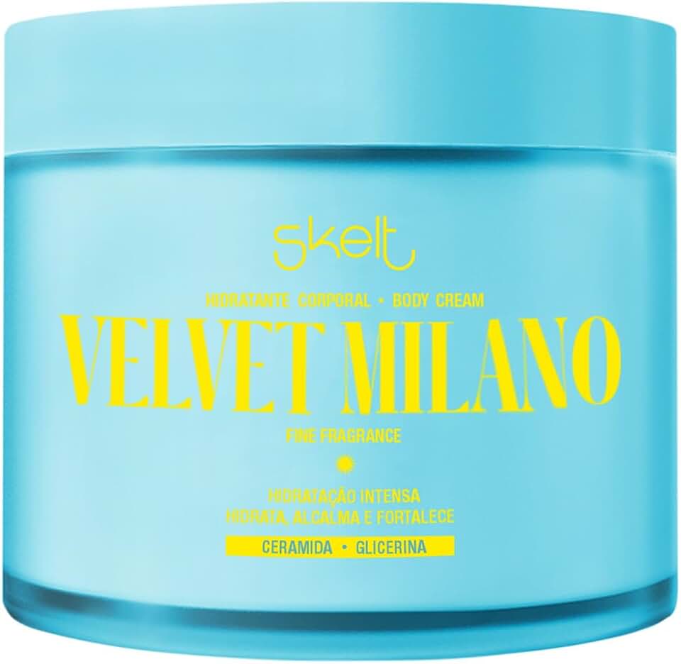 Skelt Hidratante Corporal Velvet Milano 200g | Notas de Limão e Baunilha, Gourmand, Reduz Perda de Água, Hidratada por 48 Horas, Rápida Absorção, Com Ceramida e Glicerina | Todos os Tipos de Pele