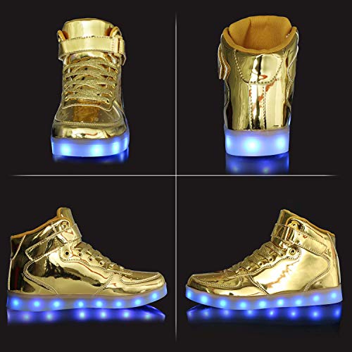 Buy MILEADER High Top LED Shoes Gold Light Up Shoes Size 9.5 Women 8