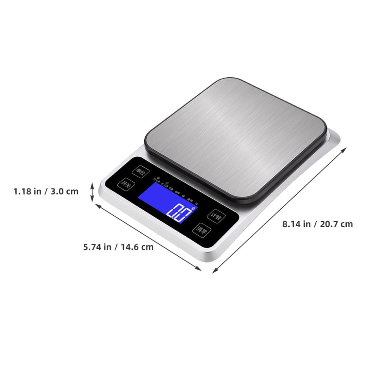 UKCOCO Báscula Digital hasta 5kg/1g de Cocina de Acero Inoxidable Pantalla Clara y Alta Precisión Versátil para Pesar Alimentos Hogar