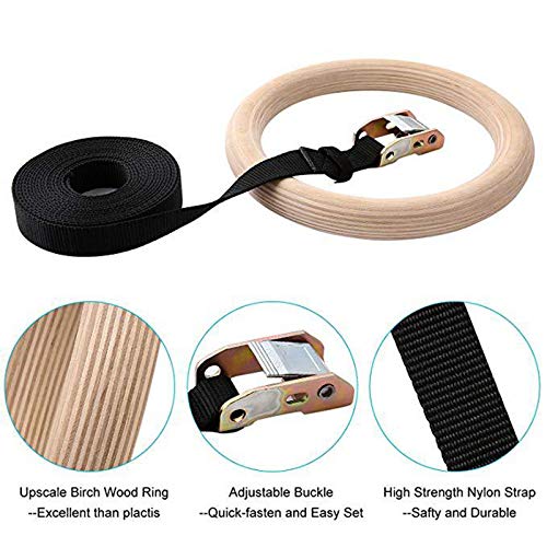 Anillas de gimnasia de madera y ABS para entrenamiento físico miniatura 3