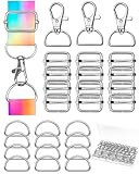 FIVEIZERO 90Pcs Swivel Snap Hooks Kit, D Rings for Purse and Slide Buckles, Swivel Hook, Purse Hardware for Bag Making, Swivel Clasp, Lanyard Clips, Keychain Clasps for Keychain Crafts (20mm)
