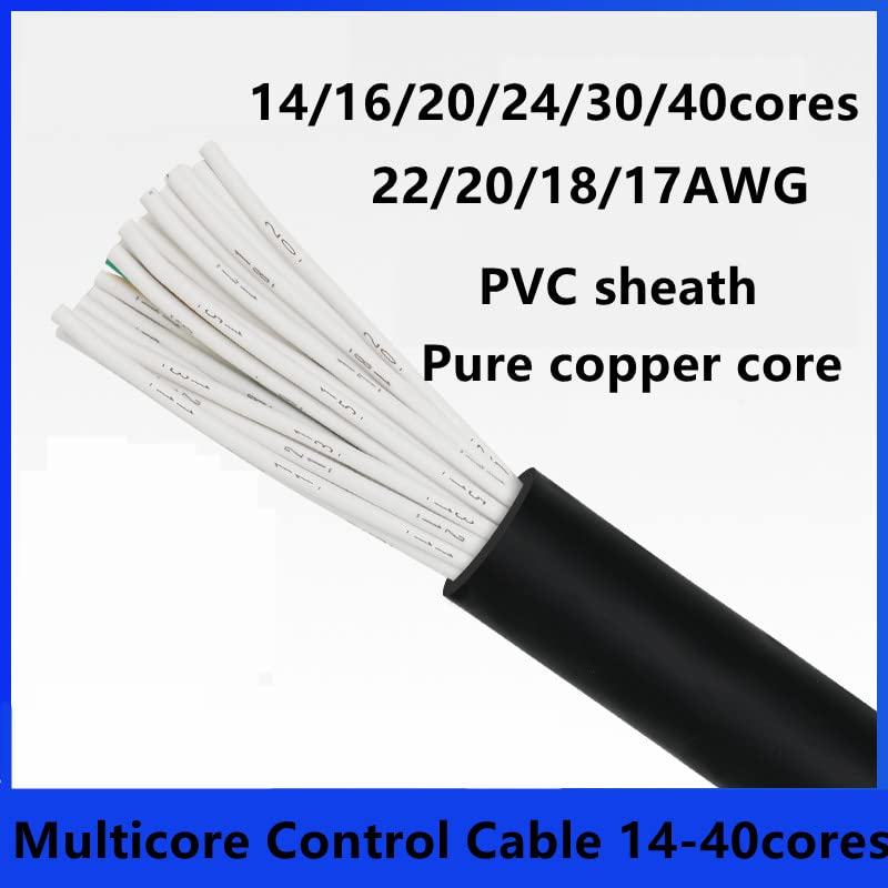 Czerwony przewód silikonowy， 30-metrowy kabel miedziany 14-40-żyłowy, elastyczny przewód sterowniczy PVC 15-22 AWG, z czystej miedzi(24 cores,15 AWG)