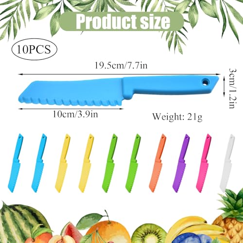 YouthLoxus 10 Pieces Plastic Kid Kitchen Knife Set, Reusable Nylon Chef Knife, Corlorful Children's Cooking Safety Knives for Baking, Fruit, Bread, Cake, Lettuce, Salad - Image 3