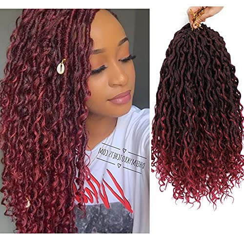 6 Packs Curly Faux Locs Crochet Hair 14 Inch Goddess Locs Crochet Hair Boho Hippie Locs Synthetic Braids Hair Extensions (14 Inch, 6Packs, T1B/30/27)