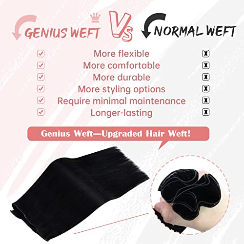 Fshine Weaving Hair Weft Extensions,14 Inch 50 g,Remy Human Hair Extensions,Color 1 Jet Black,Silky Soft Texture,No Damage Wear,for women - Image 4