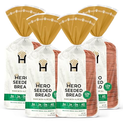 Hero Seeded Bread — 1g Net Carb, 0g Sugar, 60 Calories, 12g Fiber per Slice (4 Loaves)
