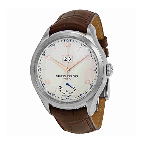 Baume et Mercier Clifton Automatic Silver Dial Brown Leather Watch MOA10205