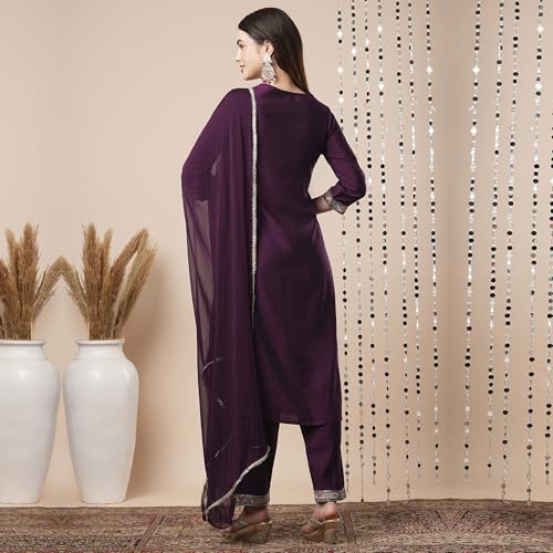 Image of Globus Women Kurta Set (GS567412 Red S)