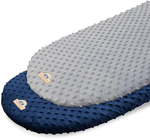 BlueSnail Soft and Strechy Minky Bassinet Fitted Sheet, Cradle Sheets for Bassinet Pad/Mattress 2pk (Bassinet, Navy+Gray)