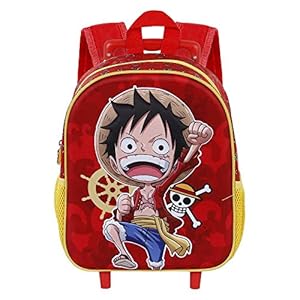 Sac à Dos One Piece Luffy 3D avec Roulettes, Petit et Rouge