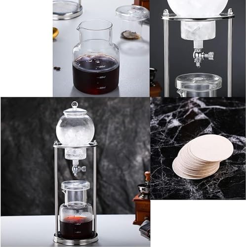 Cold Brew Drip Tower with Adjustable Water Flow,Cold Brew Drip Tower - 600ml Coffee Maker with Adjustable Valve, Reusable Stainless Steel Stand, Perfect DIY Ice Coffee & Tea Brewer for Cold