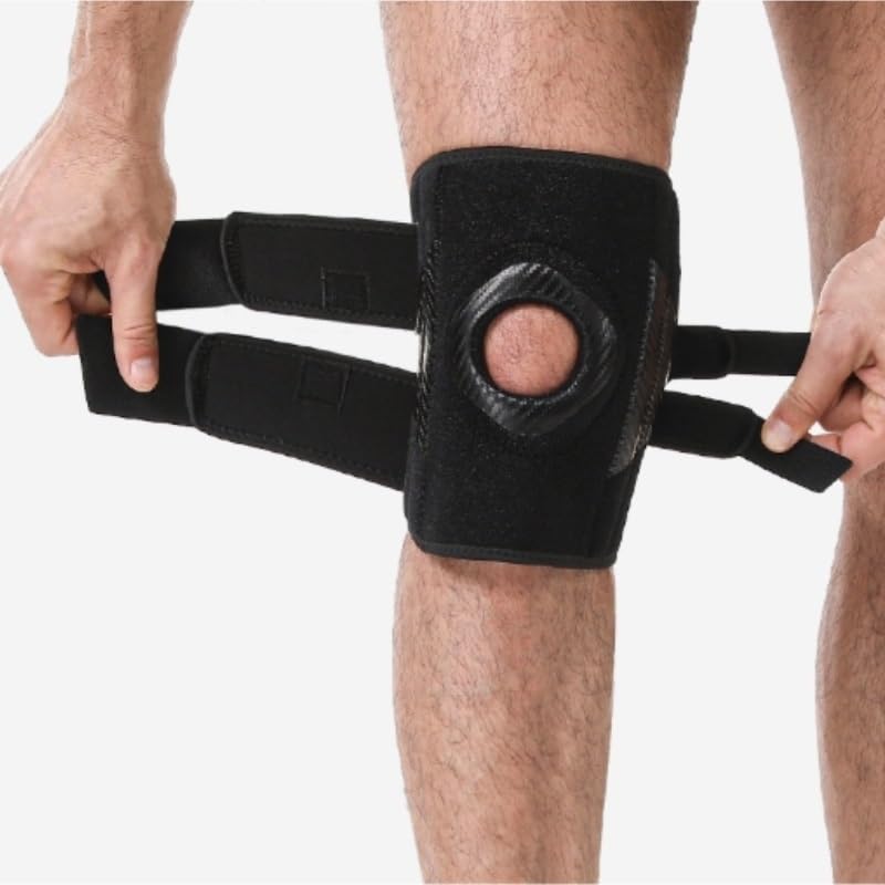 Carbon Pattern Knee Pads Meniscus Spring Support Protection Sleeves