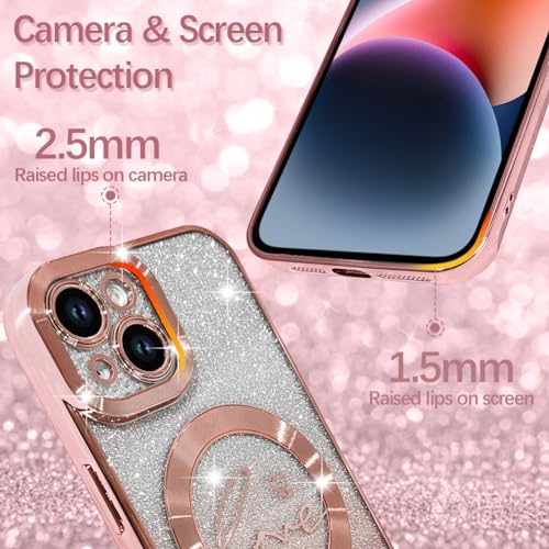 Image of ZIYE Magnetic Case Designed for iPhone 14 Glitter Case-Pink