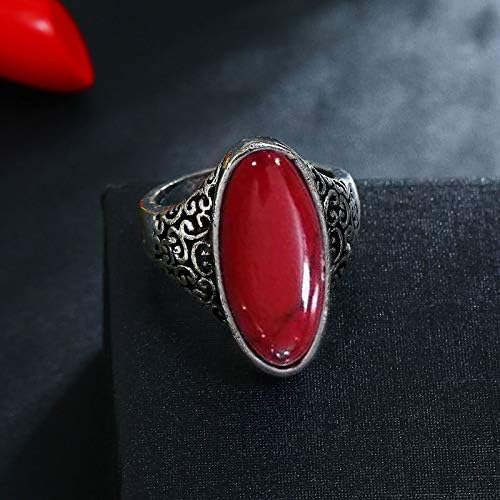 LadayPoa Women's Fashion Created-Turquoise Ring Tibet Silver Plated Gothic Stone Rings - Image 4